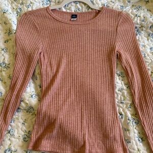Old Navy Ribbed Long Sleeve Crewneck Top - sparkly Dusty Rose